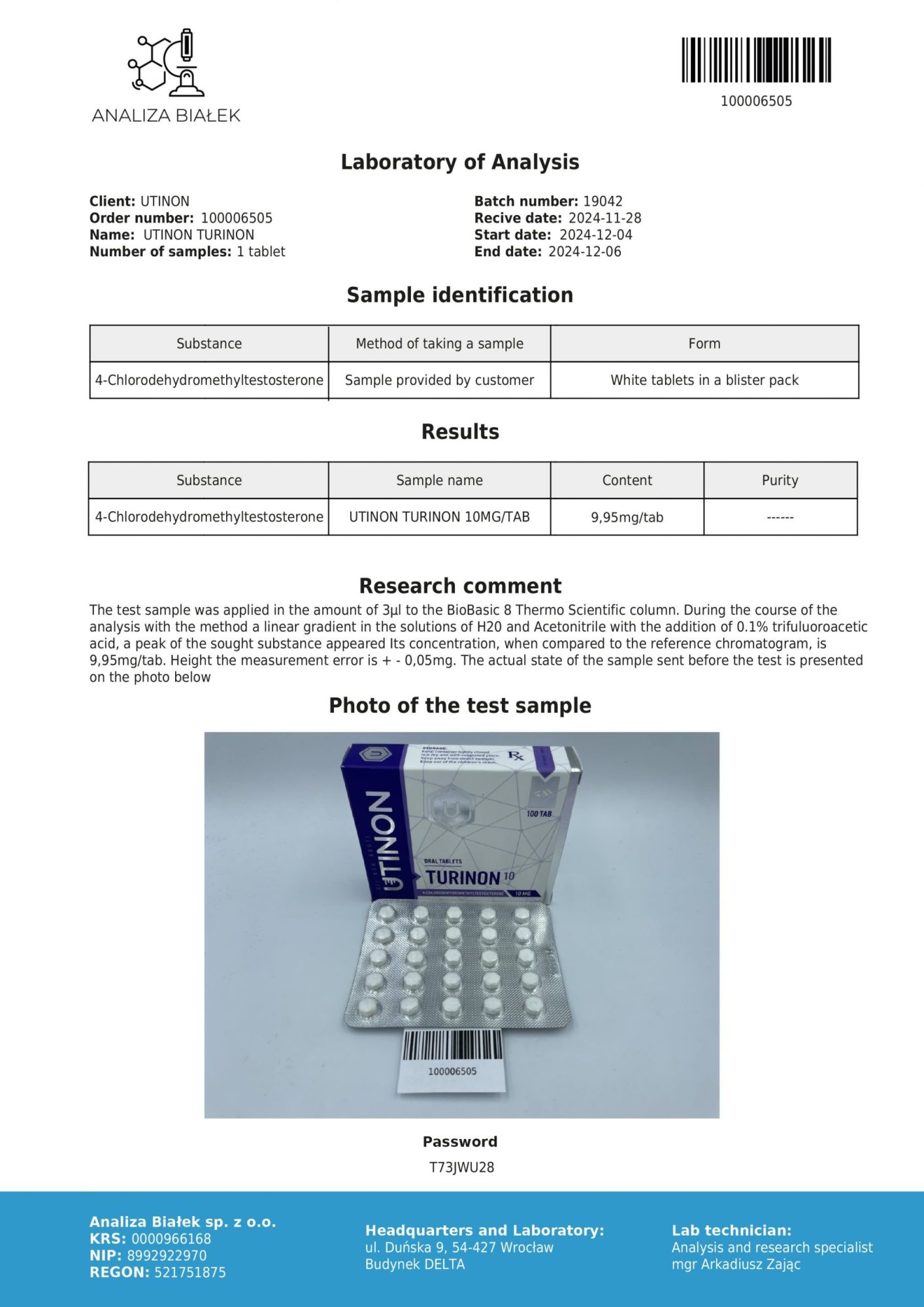 Turinabol 10 mg/tab (UT) - Afbeelding 2